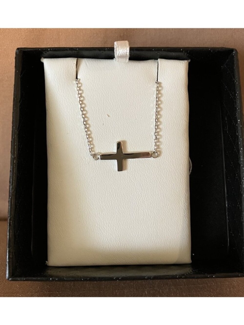 Sideways Cross Bracelet Sterling Silver 7” w/1” Extender Fine Chain